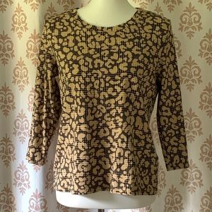 Rafaella leopard print houndstooth 100% Cotton long sleeve top L